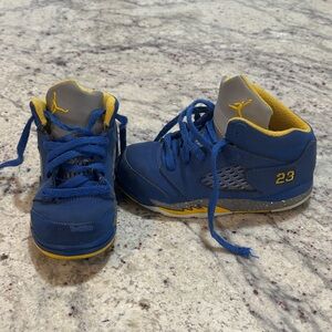 Nike Kids Royal Blue and Yellow High-Top Sneakers